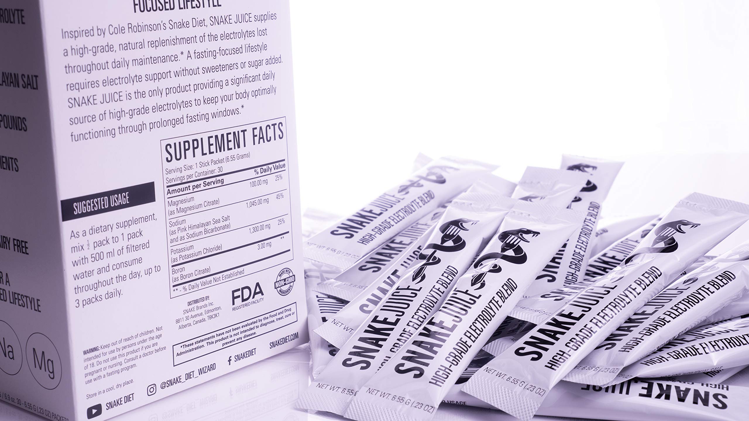 SNAKE Juice gluten, soy, and dairy free electrolyte solution for vegan diets.