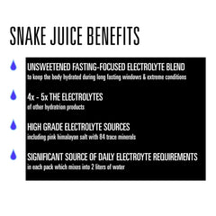 SNAKE Juice travel-ready packets ideal for fasting or on-the-go workouts.