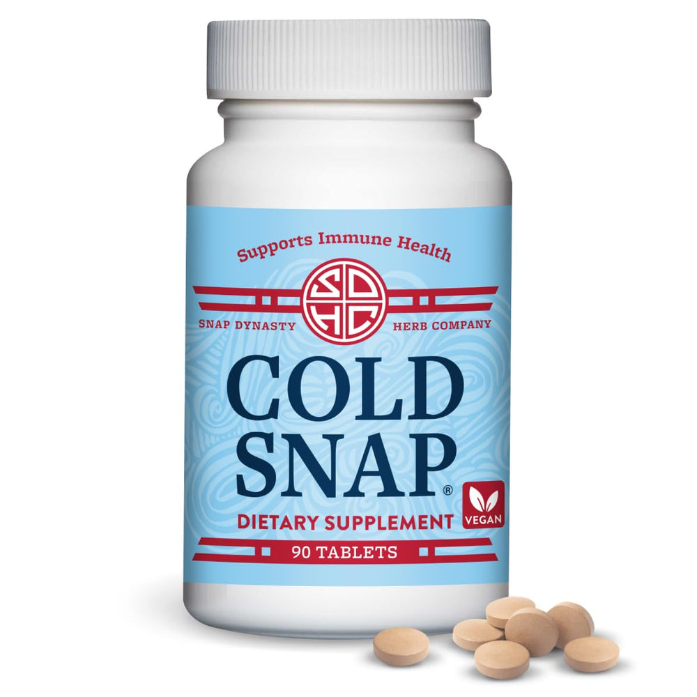 Snap Dynasty Cold Snap bottle front promoting year-round immune support