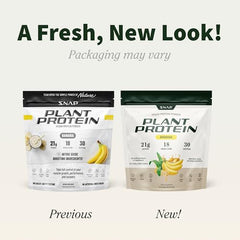 Snap Supplements banana protein powder scoop image highlights measured serving for consistent intake.
