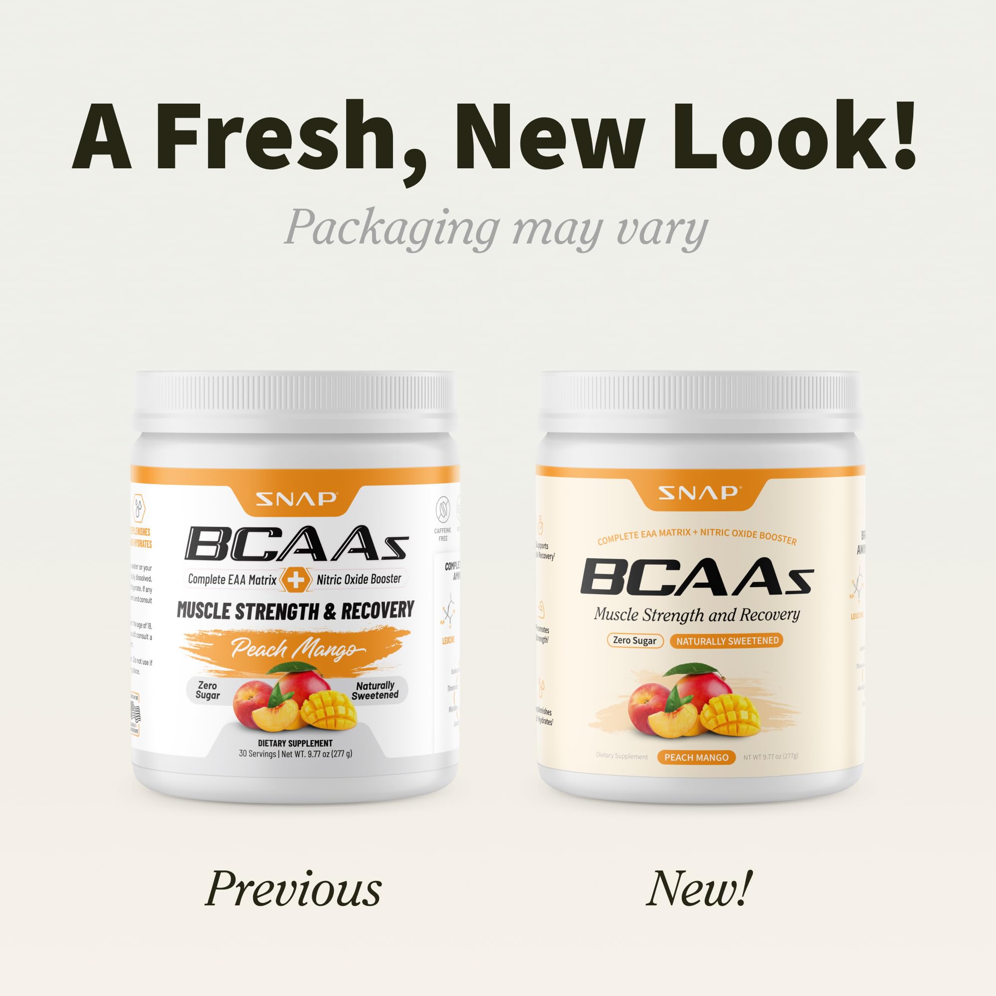 Snap Supplements BCAA powder with coconut water powder for natural hydration