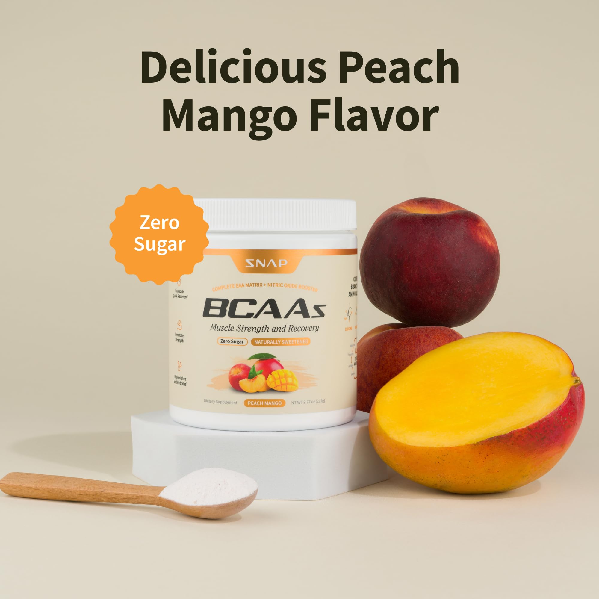 Snap Supplements BCAA powder scoop for precise pre-workout dosing
