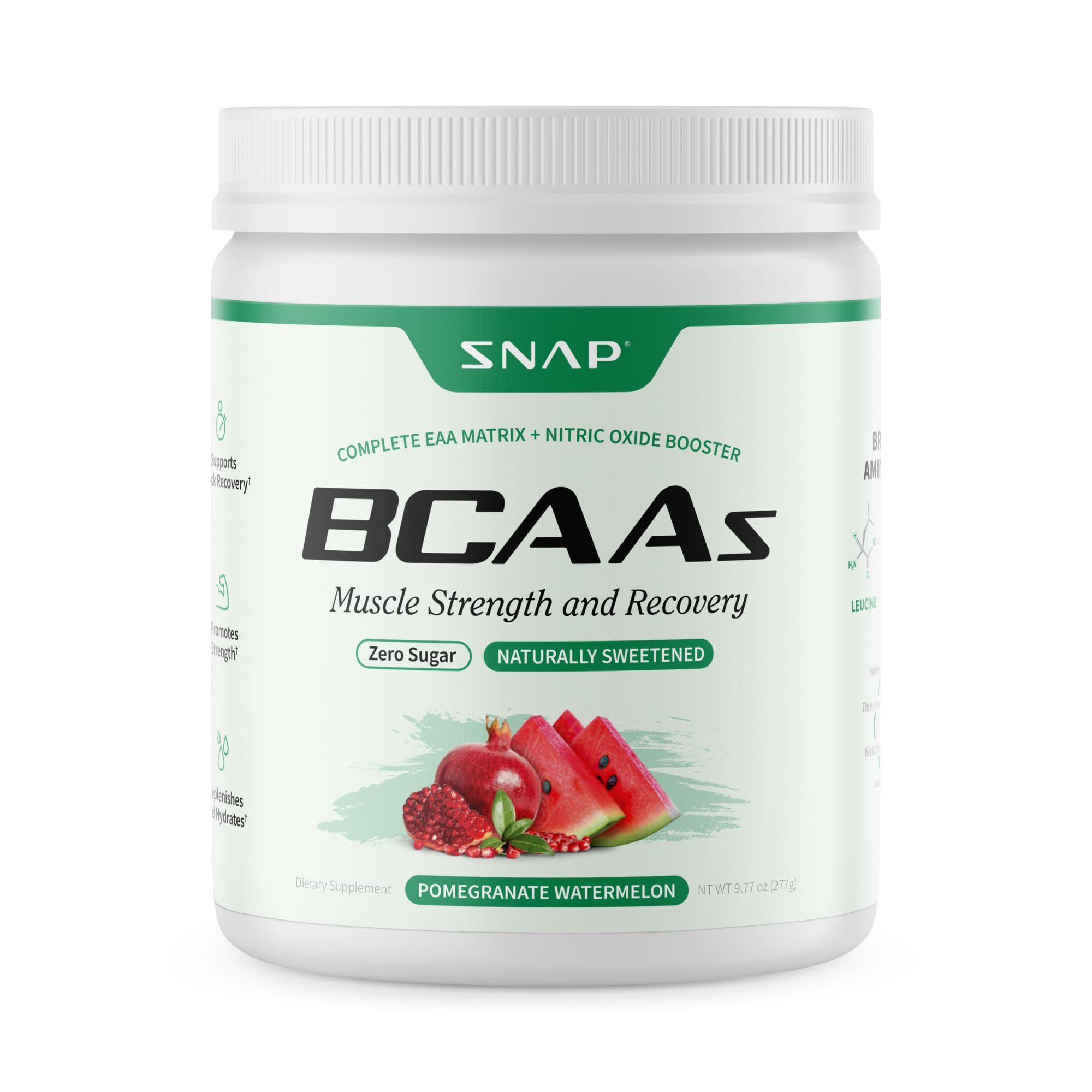 Snap Supplements BCAA powder bottle ready for pre-workout fueling