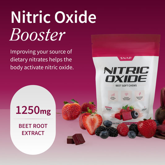 Close-up of Snap Supplements beet root chews with berry texture