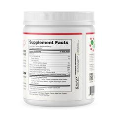 Snap Supplements Organic Beet Root Powder with pomegranate and red spinach highlights.