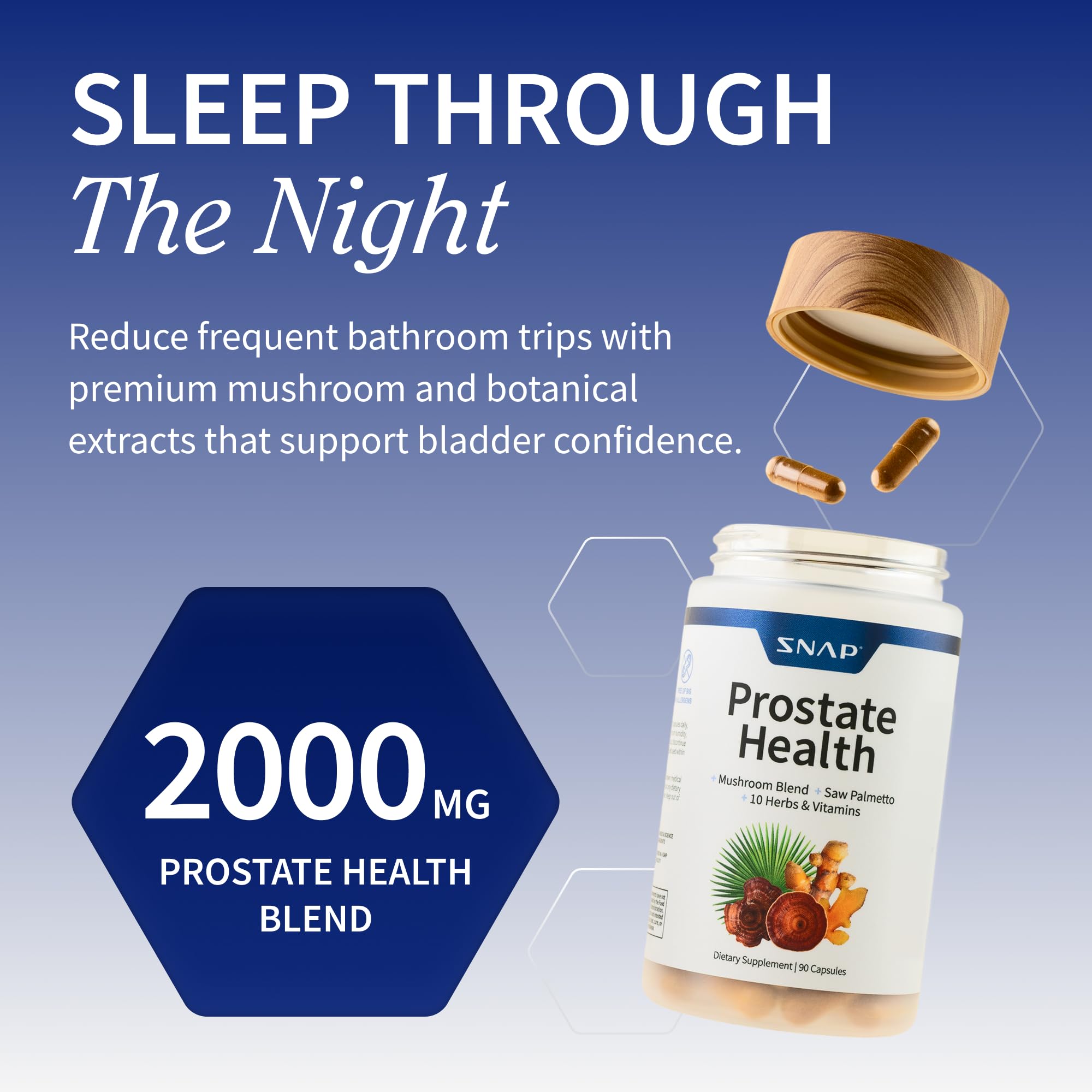 Snap Supplements nettle root and beta-sitosterol capsules suggesting bladder tone support