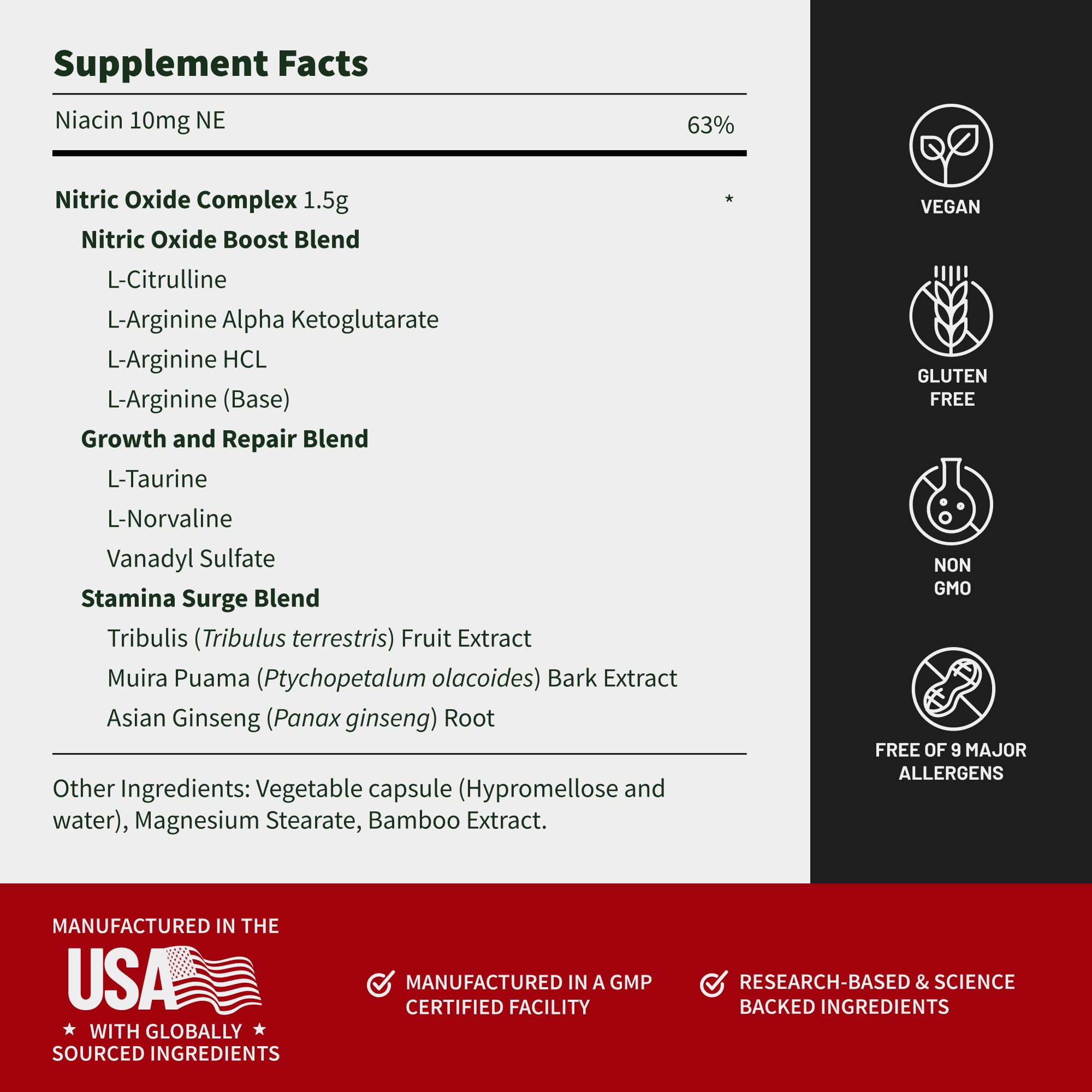 Snap Supplements Nitric Oxide Booster capsules illustrating circulation and stamina potential