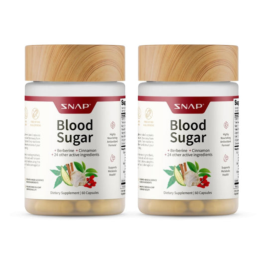 Snap Supplements Blood Sugar bottle showing capsules for daily metabolic support.