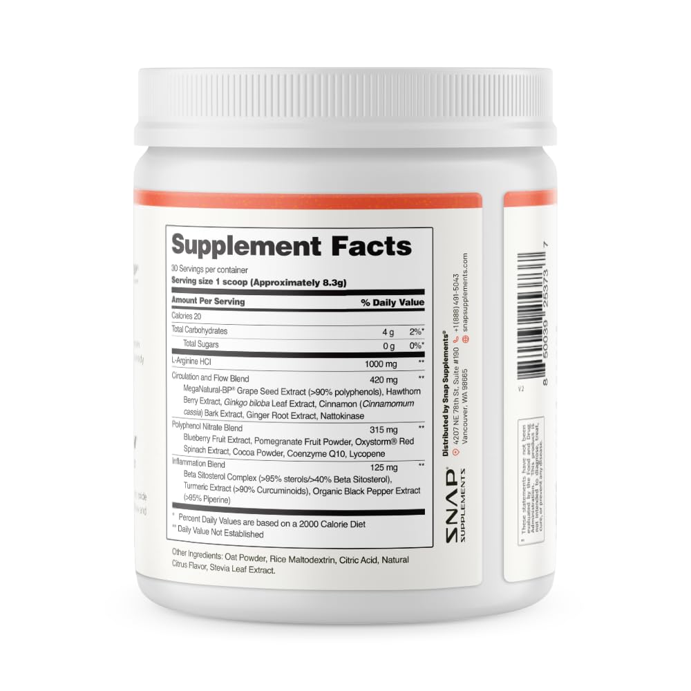 Snap Supplements Circulation Health bottle beside glass of water for daily routine