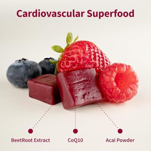 Heart Beets soft chews close-up with chewy texture and mixed berry flavor