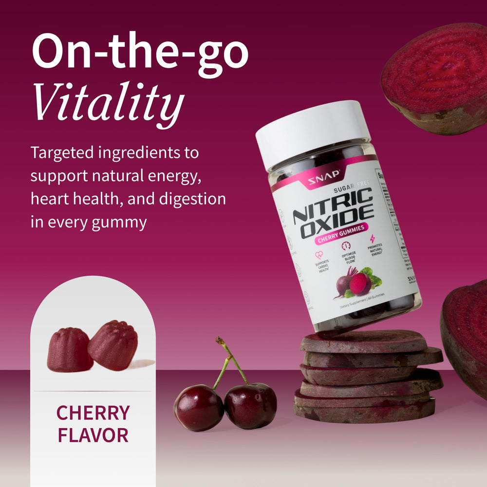 Nitric Oxide Gummies close-up shows gummy texture and beet root ingredients for daily activity