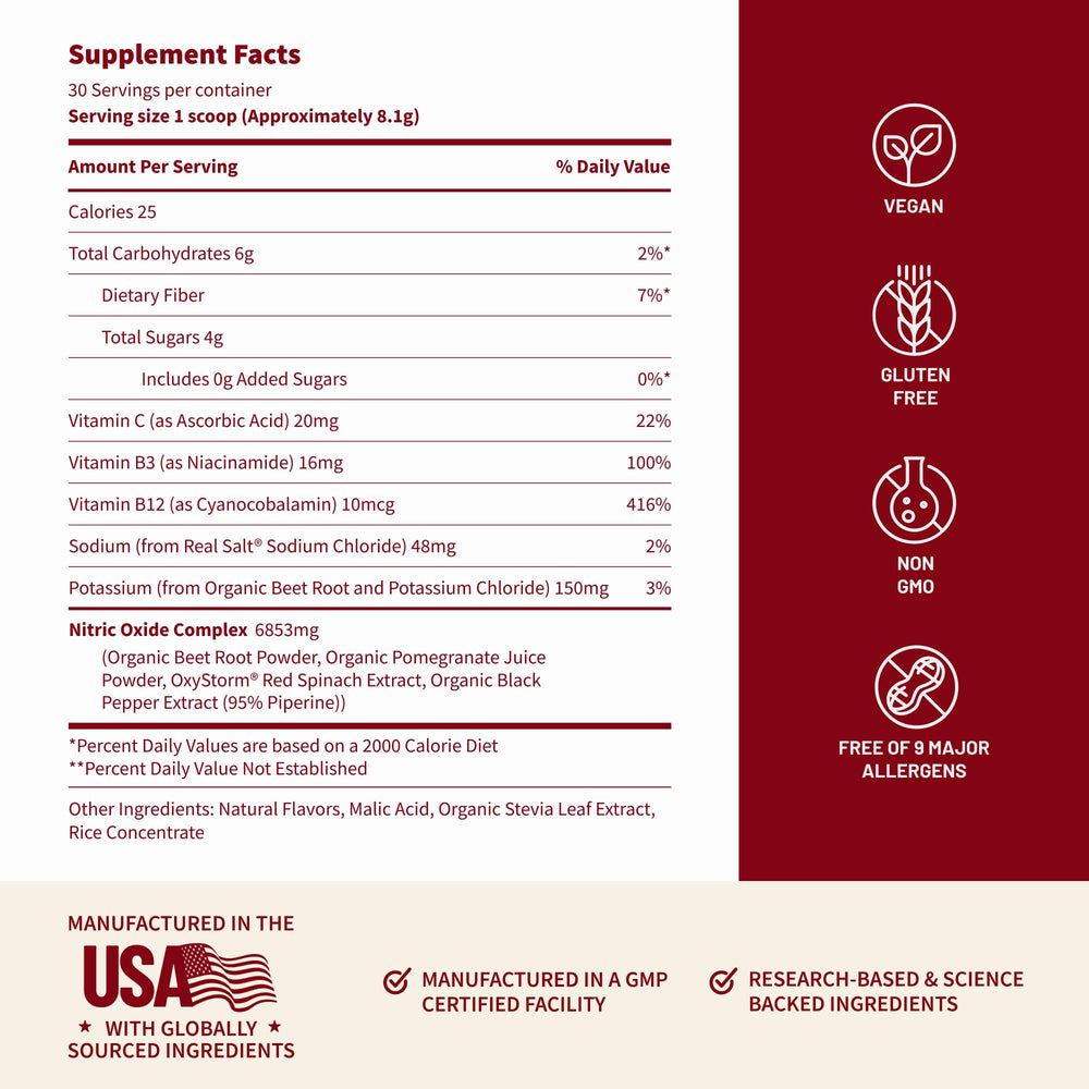 Snap Supplements Organic Beet Root Powder closeup shows vibrant red pigment.