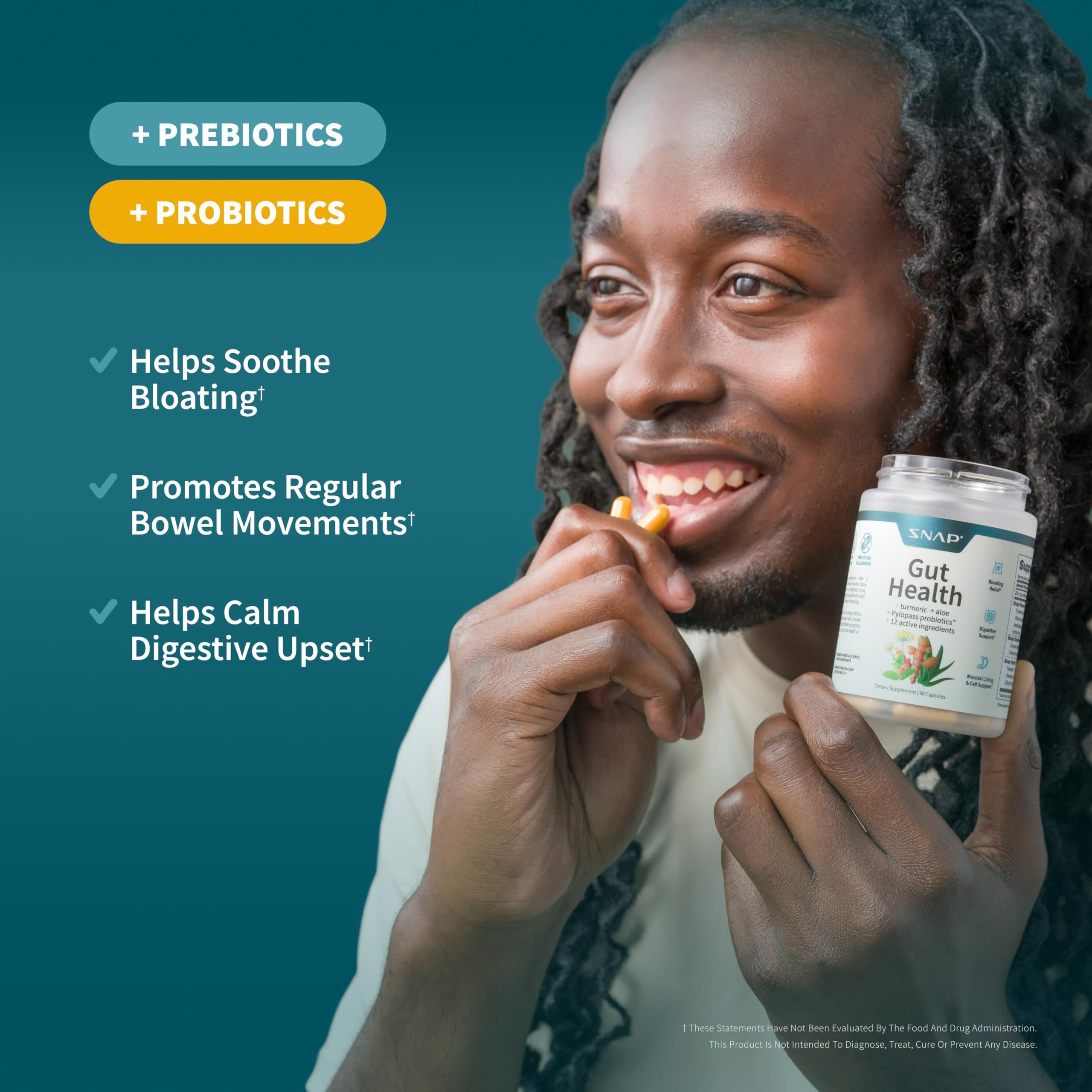 Snap Supplements prebiotic chicory root inulin bottle highlights gut microbiome nourishment.
