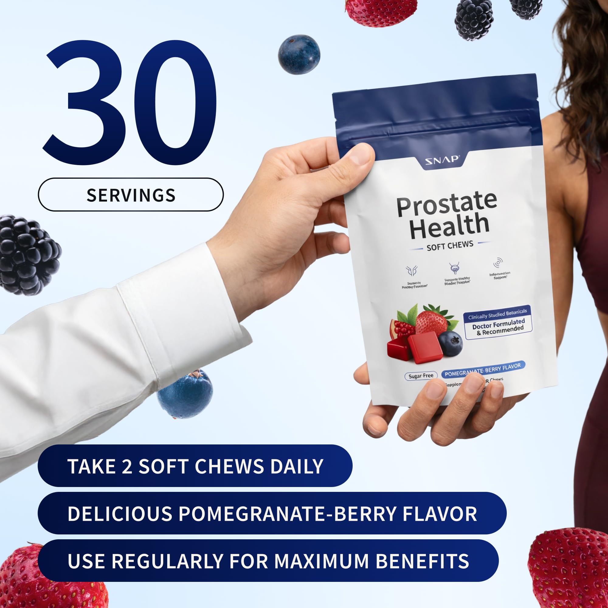 Snap Supplements Prostate Health packaging on shelf for convenient daily use