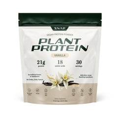 Snap Supplements Vanilla Bean organic protein powder tub for daily shakes.
