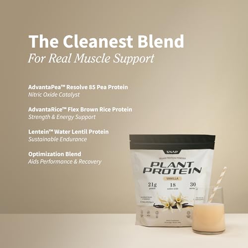 Snap Supplements Vanilla Bean protein powder being poured into a shaker.
