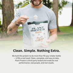 Snap Supplements vegan protein bag open inviting fast, plant-based fueling