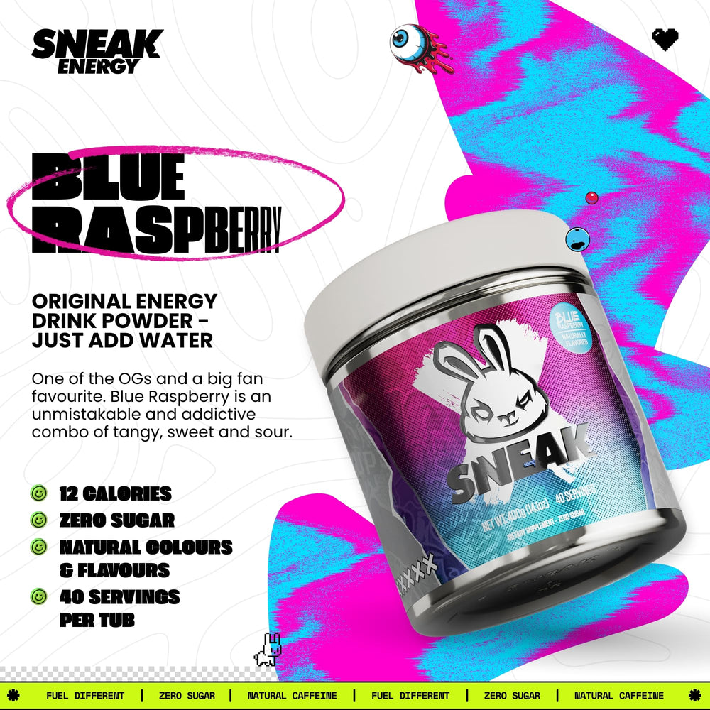 SNEAK Blue Raspberry shaker-mix ready for on the go focus.