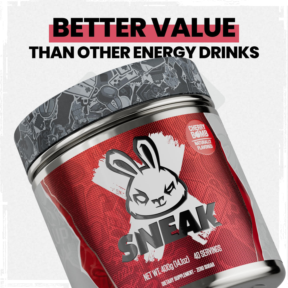 SNEAK Cherry Bomb powder bottle close-up with natural ingredients claim