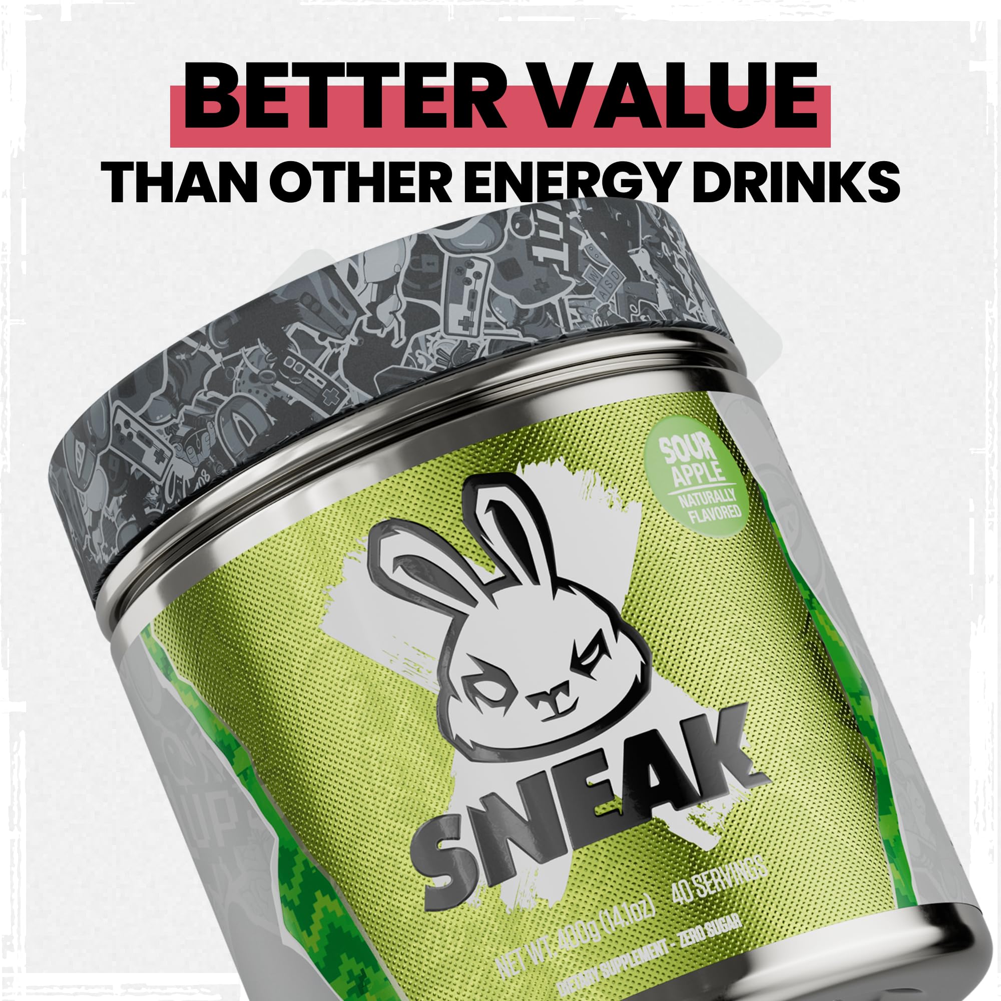 SNEAK Sour Apple powder dissolving in water for a refreshing energy boost