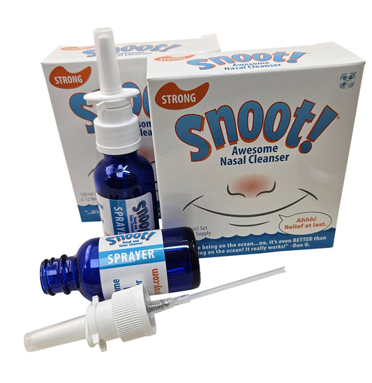 Snoot! nasal cleanser strong formula bottle for on-the-go nasal care.