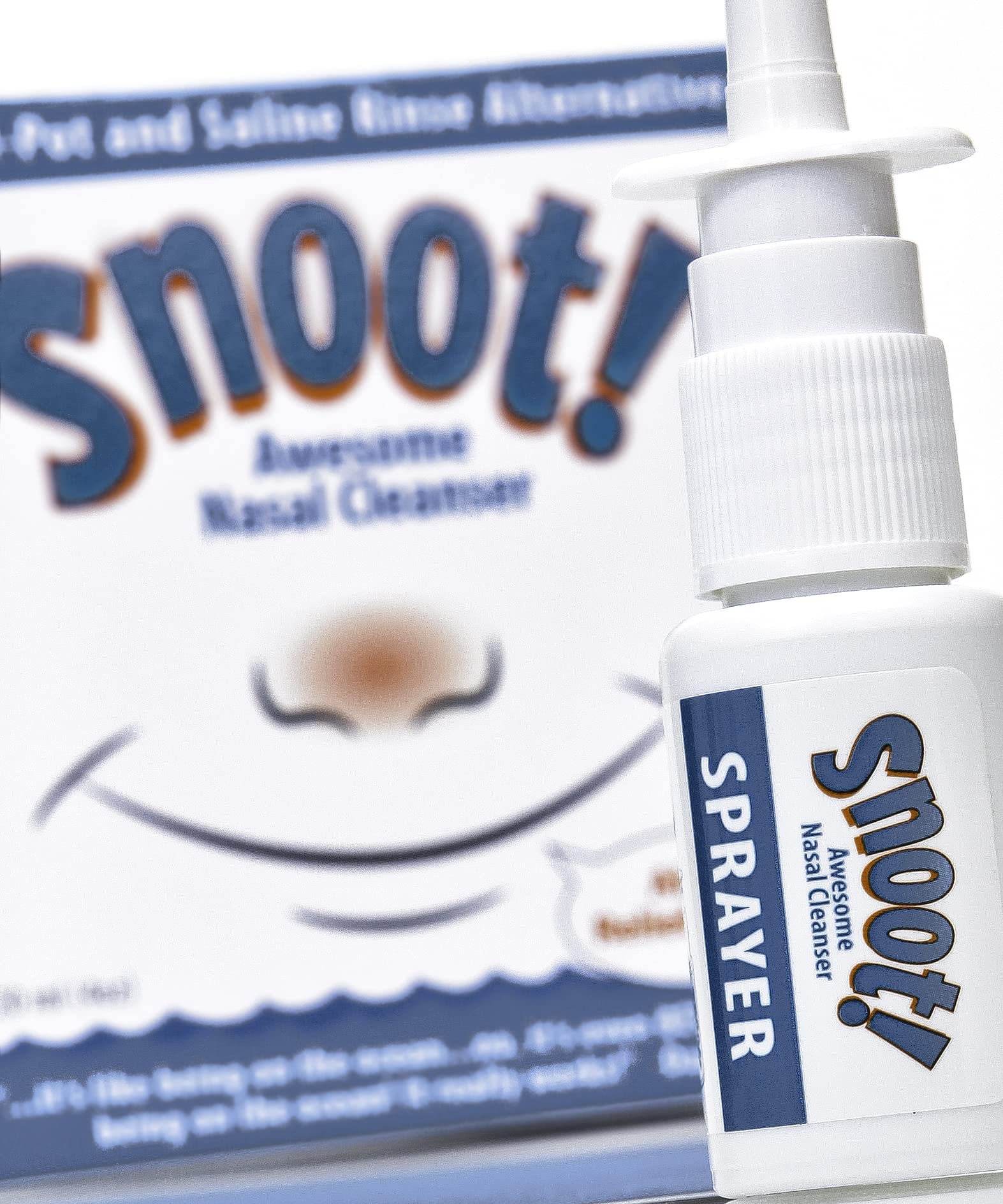 Travel-friendly Snoot! nasal cleanser kit with compact bottle.