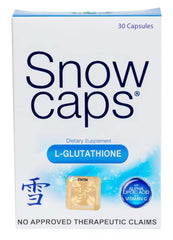 Snow Caps reduced glutathione capsules bottle for natural glow