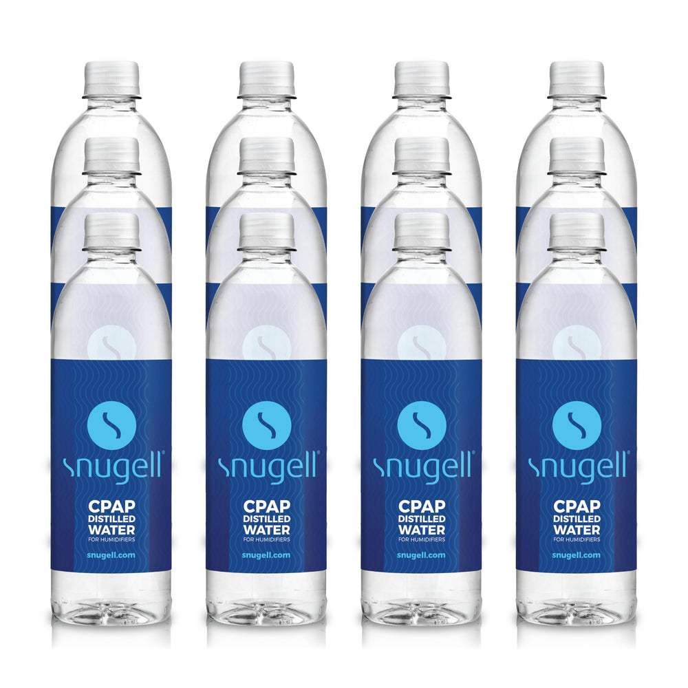 Snugell bottle-pour distilled water for CPAP humidifier use.
