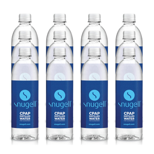 Snugell bottle-pour distilled water for CPAP humidifier use.