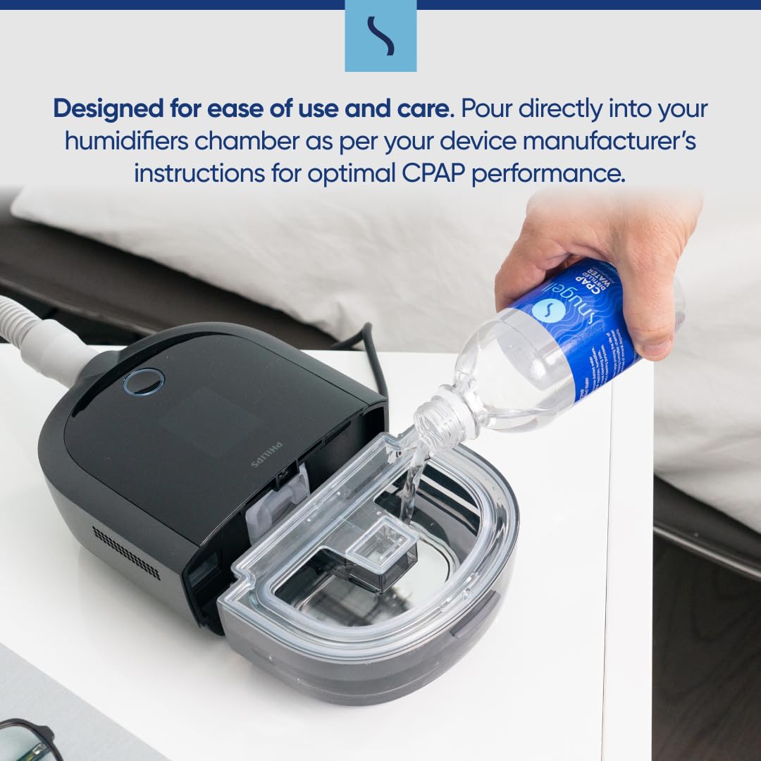Snugell CPAP bottle beside a humidifier, ideal for on-the-go hygiene.