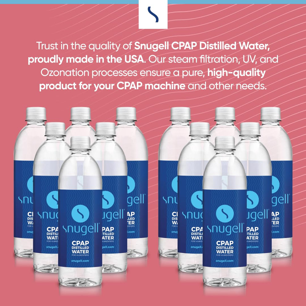 Snugell pure water helps CPAP humidifier hygiene and reliability.