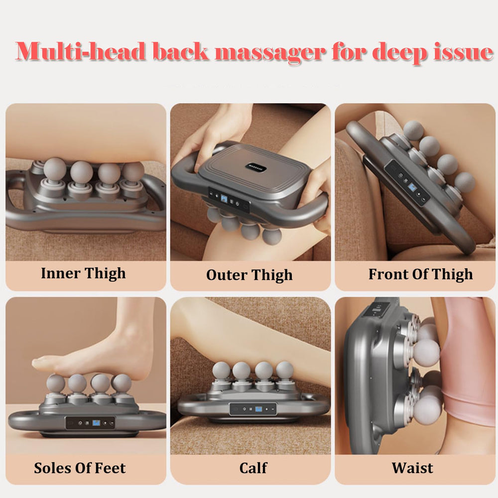 Soffiya massage gun with LED display showing mode and level.