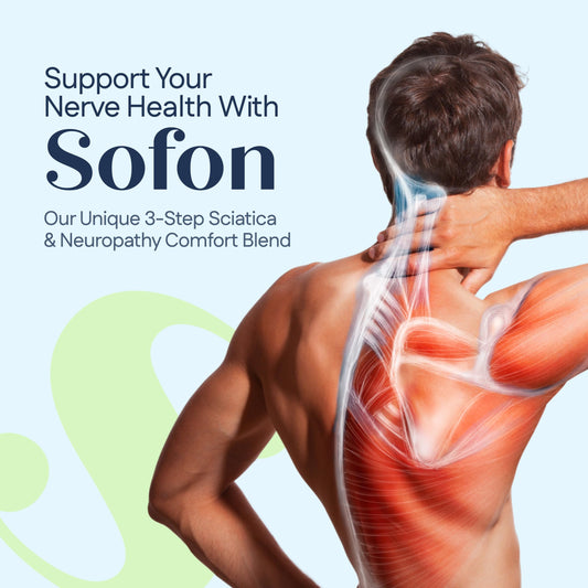 Sofon Nerve Support capsules close-up for easy daily use.