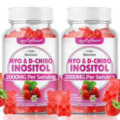 Softbear Inositol Gummies bottle front showing the strawberry flavor for daily wellness