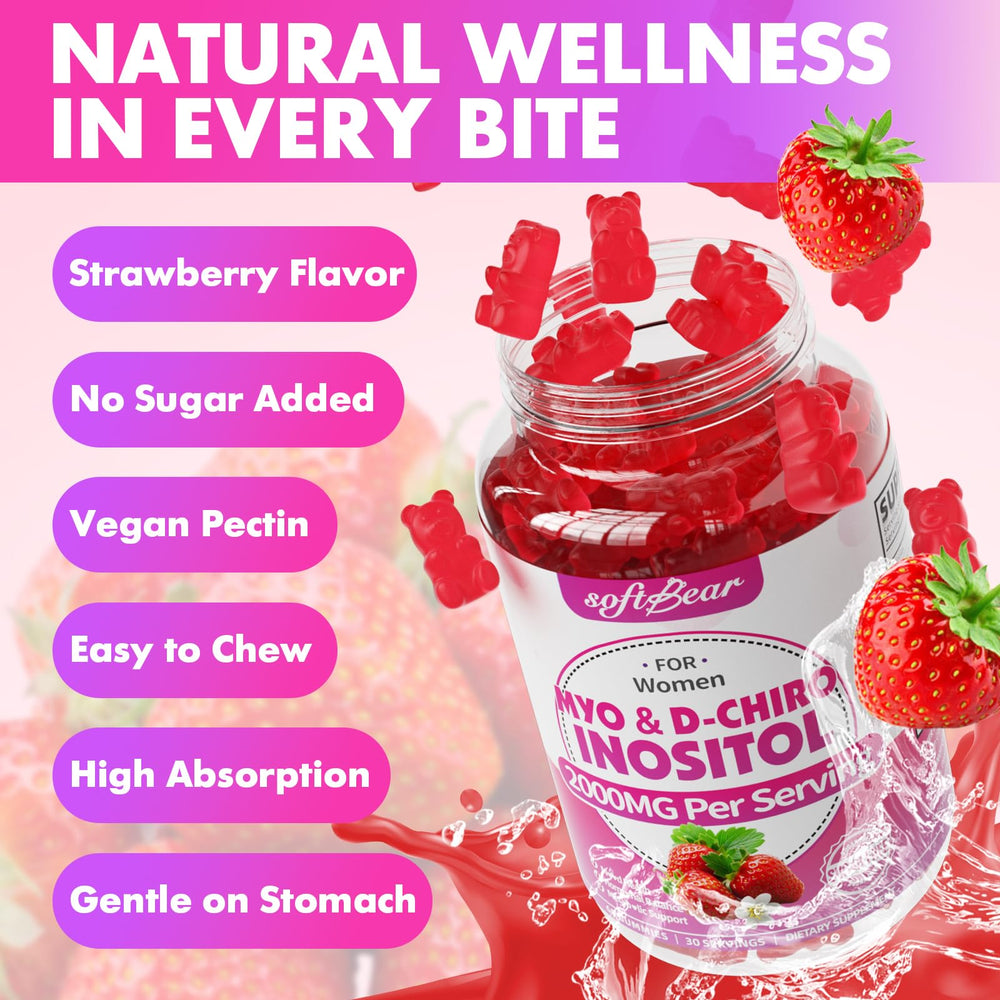 Softbear Inositol Gummies hand-held display for convenient consumption