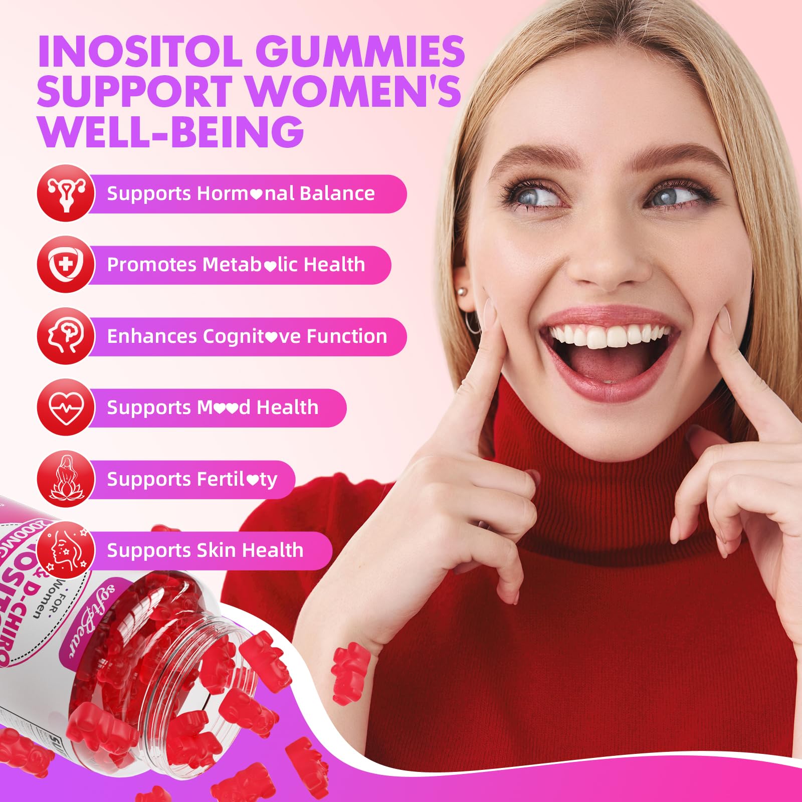 Softbear Inositol Gummies jar closeup with 40:1 ratio emphasis
