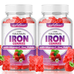 SoftBear Iron Gummies jar with strawberry flavor for daily vitality