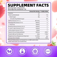 SoftBear saffron gummies 10-in-1 blend label highlighting 88.5 mg saffron extract