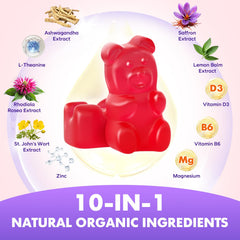 SoftBear saffron gummies bottle with 120-count pack on a clean surface