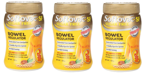 Softovac-SF measuring scoop shows dosage guidance for daily use.