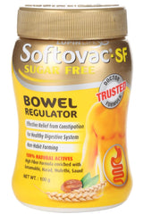 Softovac-SF powder container demonstrates gentle digestive support.