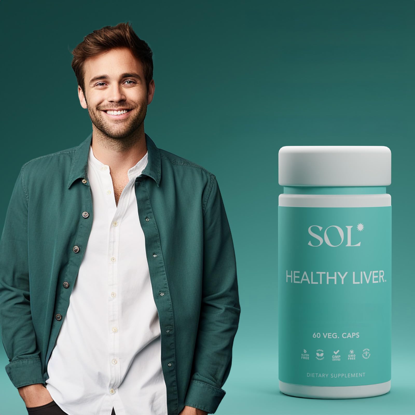 Sol Nutrition brand packaging and label convey trusted liver support