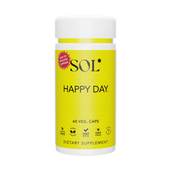 Sol Nutrition Happy Day bottle with easy-to-swallow capsules for daily wellness.