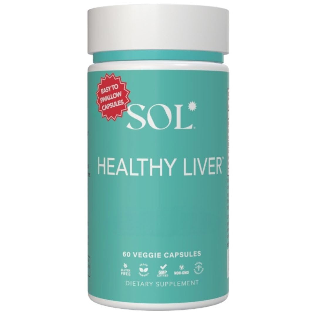 Sol Nutrition Healthy Liver bottle front shows easy daily liver support