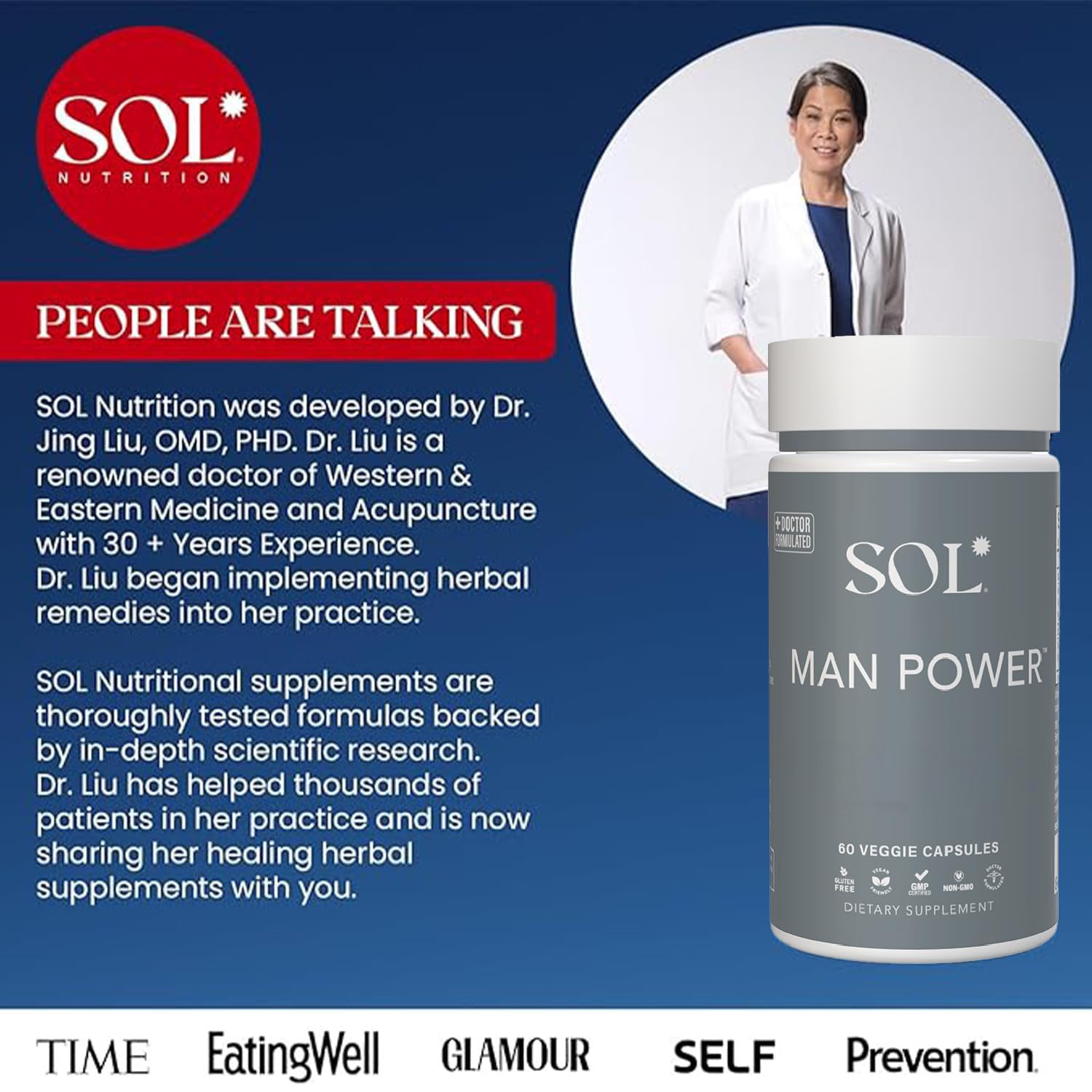 Sol Nutrition Man Power capsules ready for daily energy and focus support