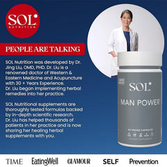 Sol Nutrition Man Power capsules ready for daily energy and focus support
