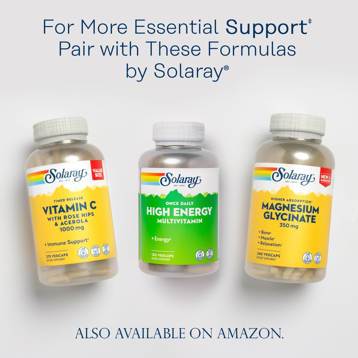 Solaray 120 veggie capsules provide daily support.