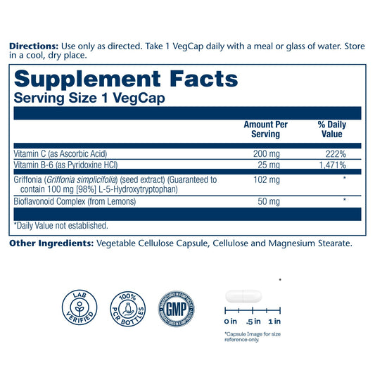 SOLARAY 5-HTP capsules close-up showing coating and quality