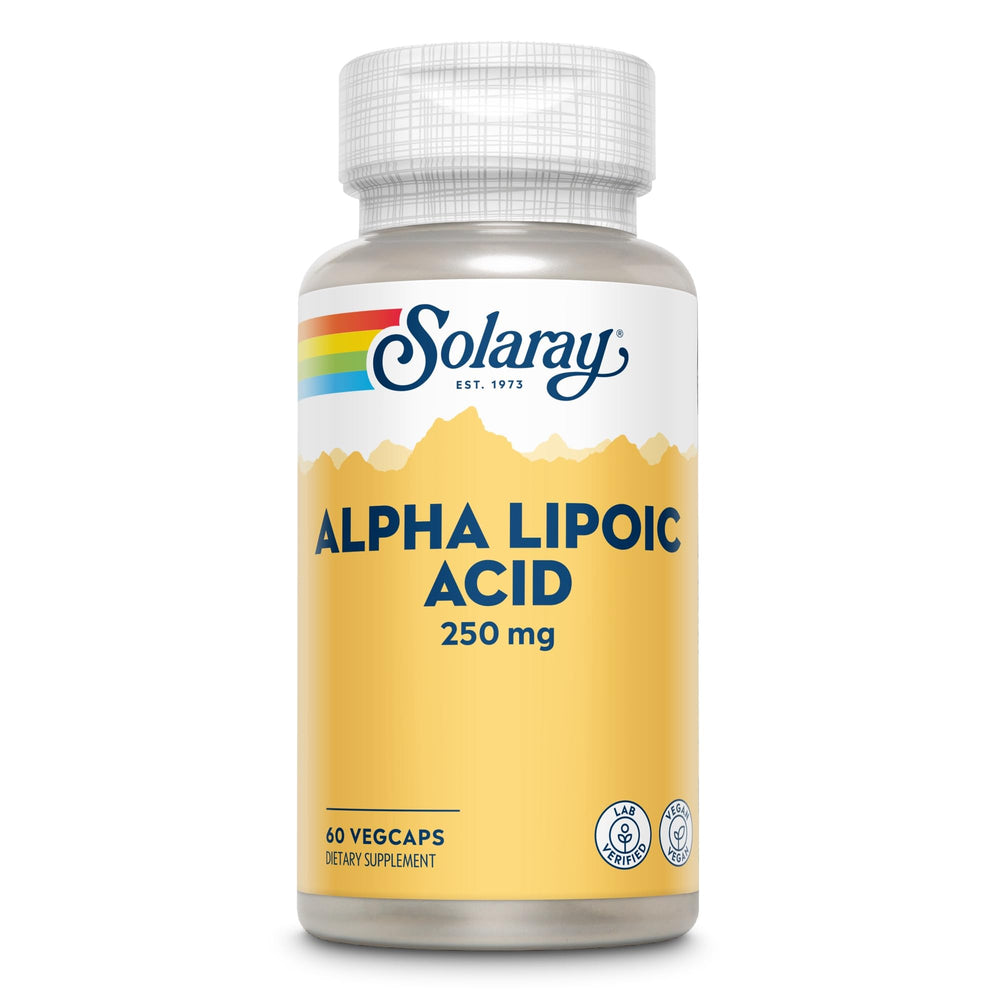SOLARAY Alpha Lipoic Acid 250 mg eco-friendly bottle packaging reduces waste.