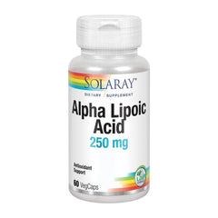 SOLARAY Alpha Lipoic Acid 250 mg vegcaps in bottle for antioxidant support.